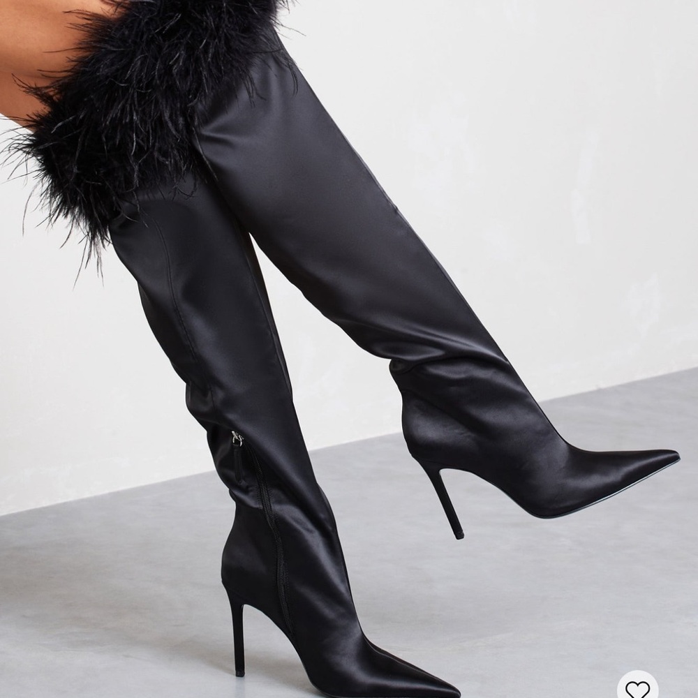 Brand New Club L Soho Midnight Satin Heeled Boots EU size 40/ US 9.5
